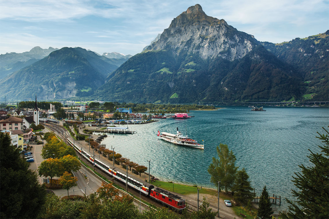 Flüelen, where the Gotthard Panorama Express boat and train meet